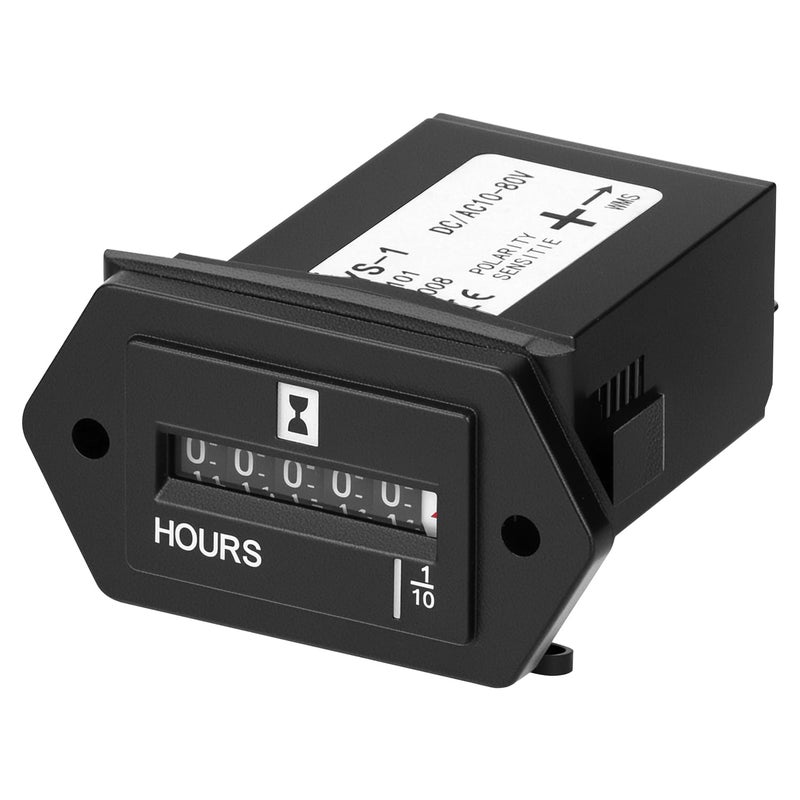 QWORK Mechanical Hour Meter - DC 10-80V Range for Diesel Engines, Boats, Generators - Image 1